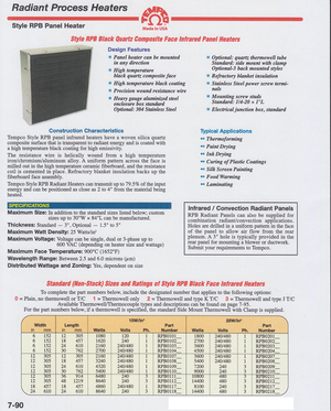 Tempco - Style RPB Medium Wave Black Quartz Composite Face Infrared Panel Heater