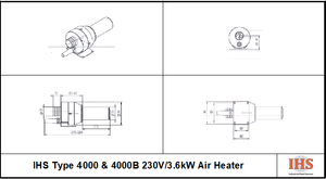 IHS Type 4000 230V/3.6KW Air Heater - Designed For Use With Automated Process Temperature Controllers