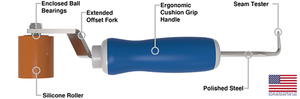 Everhard Roll-N-Chek® Combination Silicone Seam Roller & Seam Tester, Ergonomic 1-7/16″ Dia. x 1-3/4″ Wide - MR05032