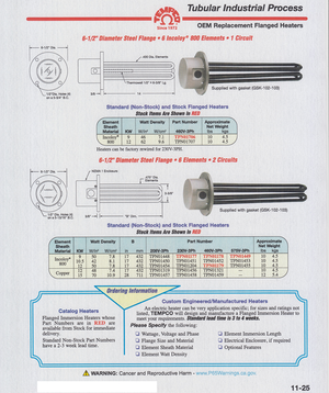 Tempco Tubular Flanged OEM Immersion Heaters