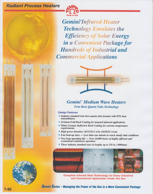 TEMPCO - Gemini™ Twin Bore Quartz Tube Medium Wave Infrared Heater