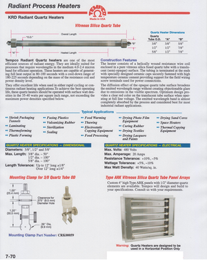 TEMPCO - SERIES KRD Vitreous Silica Quartz Tube Radiant Heater